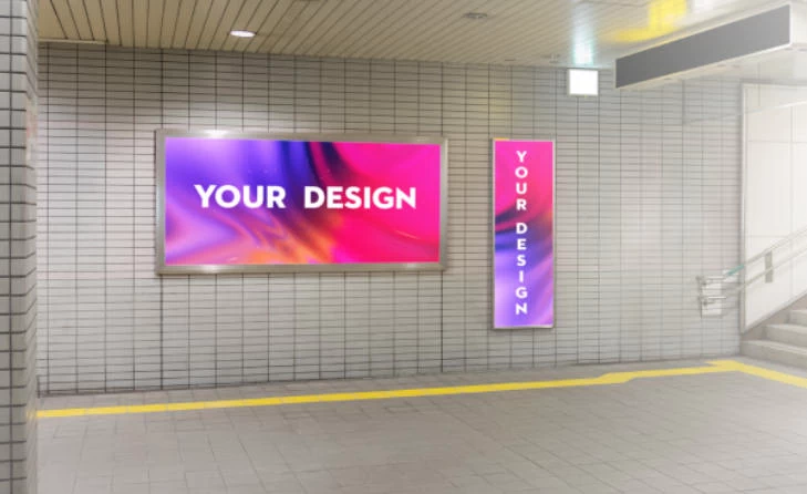 室内户外地铁海报视频广告展示灯箱VI智能贴图样机PSD设计素材【003】